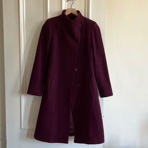 Cinzia Rocca mulberry purple wool-cashmere funnel neck winter coat, US sz 2